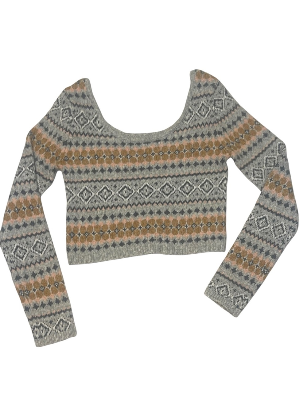 American Eagle Outfitters Whoa So Soft Cropped Scoop neck Fair Isle Sweater S